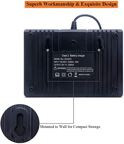 WA3875 Substituição de porta dupla Worx 20V Carregador de bateria para Worx 18/20 volt Max Lítio