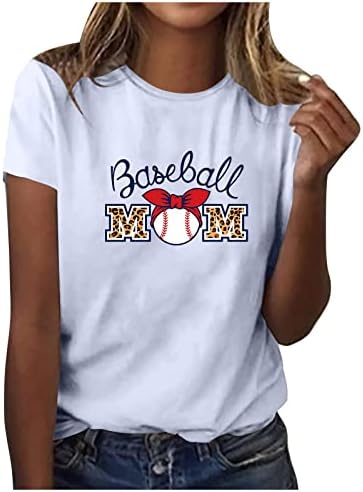 Dia das mães Tees Mulheres casuais soltas manga curta Baseball Mãe top blusa engraçada carta impressão