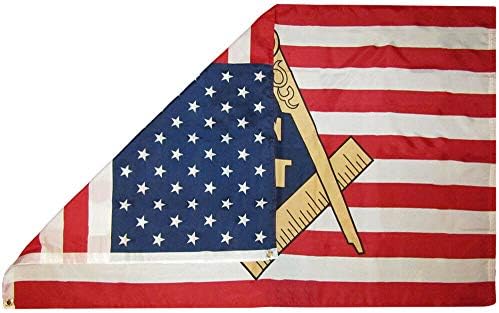 Superstore atacadista AES Americano 3x5 EUA American Mason Emblem 3'x5 'Rough Tex 100d Oxford Polyster Flag