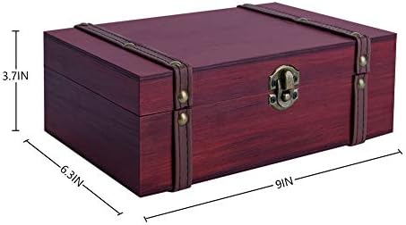Caixa de tesouro Sicohome, caixa de madeira de 9,0 para bugigangas, cartões de taro, presentes e caixa