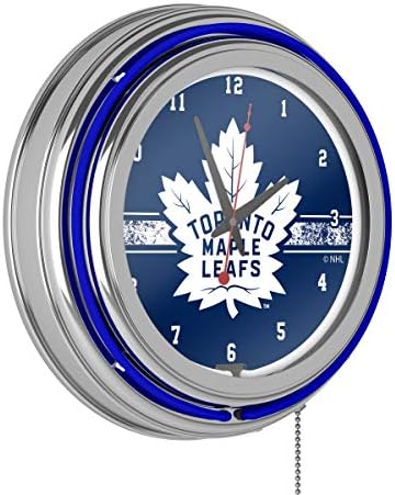 NHL Chrome Double Rung Neon Clock - Toronto Maple Leafs