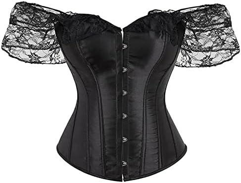 Corsário Tops para mulheres Bustier Overbust Lace Up Spaghetti Straps Bandage Trimmer Black Black Size Size