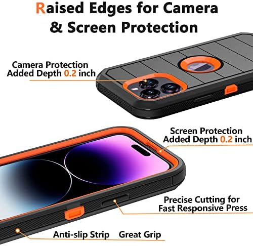 Taednomzn para iPhone 14 Pro Max Case, Caixa de telefone protetora de proteção pesada à prova de queda de grau militar com [coldre de clipe de cinto] [protetor de tela] Cover de kickstand para iPhone 14 Pro Max 6.7inch