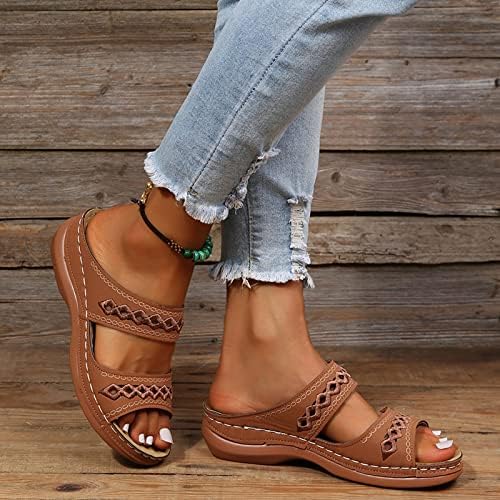 Sandálias de vestido gufesf para mulheres, slides de verão femininos Sapateiros confortáveis ​​sapatos