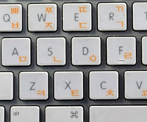 Layout de etiquetas de teclado coreano com letras laranja em fundo transparente são compatíveis com