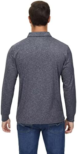 MagComsen Men's Long Slave Golf Polo Camisetas colares Casuais Casuais Camisas Rápidas seco