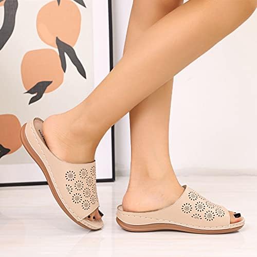 Slippers for Women Women Indoor Style Outdoor Summer Fashion Hollow Flat Spring Roman Flip Sandals