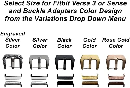 Nickston Dark Brown escovado banda de couro genuíno compatível com Fitbit Versa 3 e Sense Smartwatch Luxury Straplelet