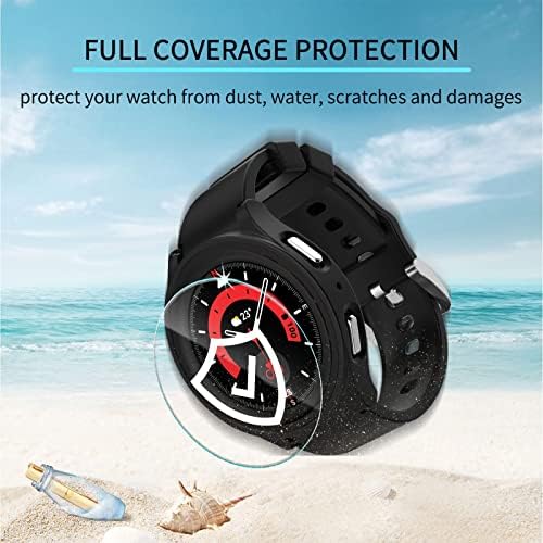 [6 + 6pack] Protetor de caixa e tela para Samsung Galaxy Watch 5 Pro 45mm, Protetor de tela de vidro com