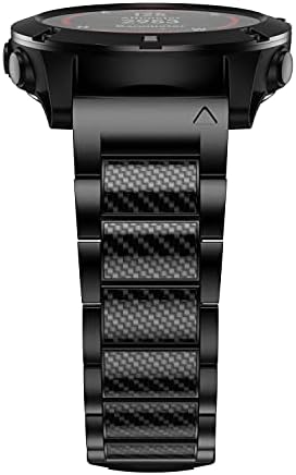 Baihui Compatível com banda Fenix ​​6x, 26mm Easy Fit Titanium Band com tiras de substituição de embutimentos de fibra de carbono para Garmin Fenix ​​7X Solar/6x Pro/5x/5x Plus/3/3hr Smartwatch, preto