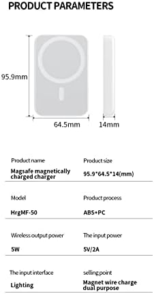 Carregador portátil do Powersth compatível com bateria MagSafe, banco de potência de carregamento magnético