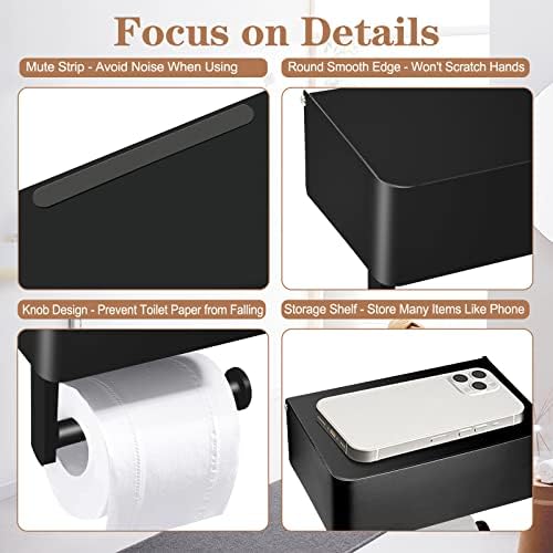 Suporte de papel higiênico Bjiotun com prateleira - SUS304 Armazenamento de papel higiênico de aço inoxidável