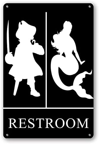 AJHHERO Funny Mermaid Pirate banheiro PORTA DE PORTA DE MULHER E MAN BAVIENCIMENTO Decoração da