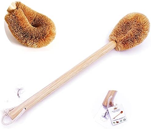Escovas de tigela de vaso sanitário de versão moderna atualizada, cabeça de escova de fibra de coco natural